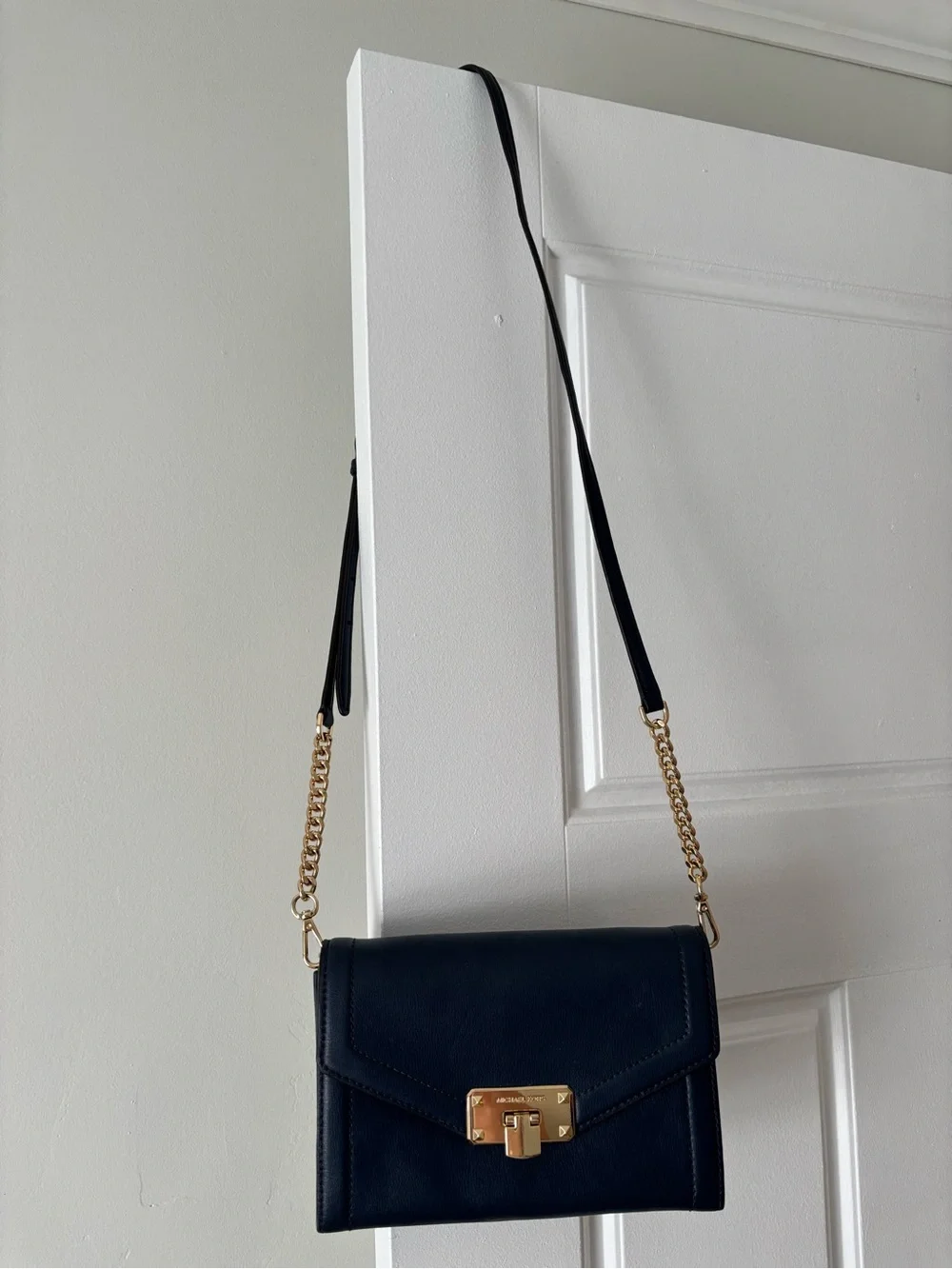 Michael Kors Black Crossbody with Gold Chain Hardware